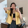 Blazers Women Short Sleeve College All-match Summer pocket Ulzzang Single Breasted Streetwear Simple Temperament Ins