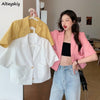 Blazers Women Short Sleeve College All-match Summer pocket Ulzzang Single Breasted Streetwear Simple Temperament Ins