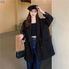 Blazers Women Simple Basic Elegant Vintage Double Breasted Leisure Autumn Loose All-match Chic Outwear Classic Feminino Popular