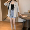 Blazers Women Simple Casual All-match Thin Summer Plaid Loose Basic Elegant Пальто Женское Female Pockets Korean Retro