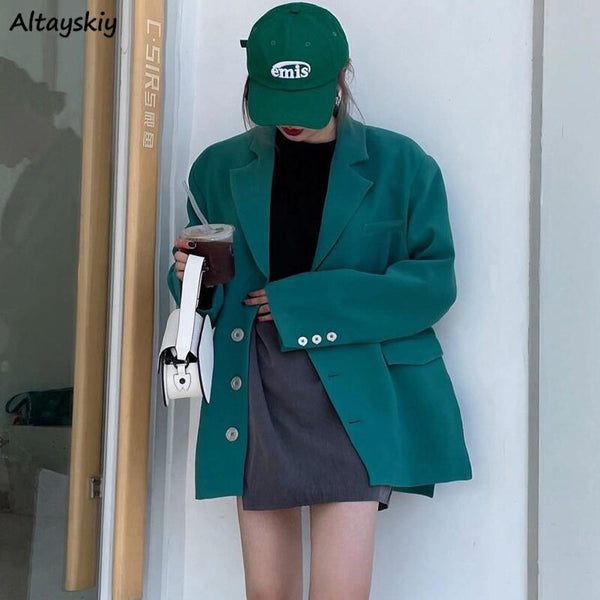 Blazers Women Simple  Solid Popular Trendy Soft Spring Street Wear Young Ladies Leisure Loose Korean Style