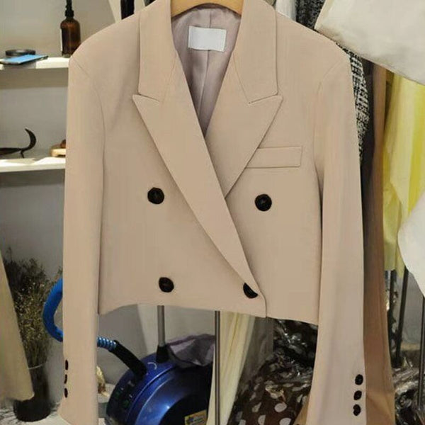 Blazers Women Simple Pure Notched All-match Leisure Basic Tender Office Lady Elegant Cropped Clothing Autumn Stylish Cozy Ins