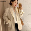 Blazers Women Single Breasted Loose All-match Casual Office Ladies Solid Fashionable Mujer Spring Long Sleeve Notched Outerwear