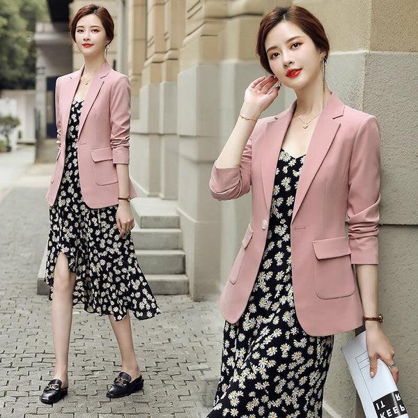 Blazers Women Single Button Slim Fit Coat Long Sleeve Office Lady Outerwear Jacket Pockets Female Chic Coats 2023 Spring Fall
