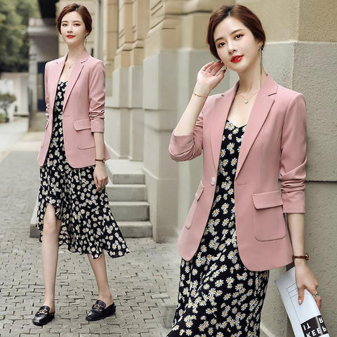 Blazers Women Single Button Slim Fit Coat Long Sleeve Office Lady Outerwear Jacket Pockets Female Chic Coats 2023 Spring Fall