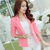 Blazers Women Slim Solid Single Button Elegant Long Sleeve Top Womens Korean Style Ladies Coats Notched Sweet Ladies Blazer Chic