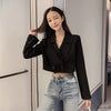 Blazers Women Solid Cropped Simple Elegant Spring 3 Colors Casual Office Lady Basic Outwear Ulzzang Popular Double Breasted Ins