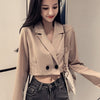 Blazers Women Solid Cropped Simple Elegant Spring 3 Colors Casual Office Lady Basic Outwear Ulzzang Popular Double Breasted Ins