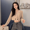 Blazers Women Solid Cropped Simple Elegant Spring 3 Colors Casual Office Lady Basic Outwear Ulzzang Popular Double Breasted Ins