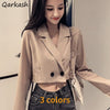 Blazers Women Solid Cropped Simple Elegant Spring 3 Colors Casual Office Lady Basic Outwear Ulzzang Popular Double Breasted Ins