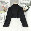 Blazers Women Solid Cropped Tops Notched Retro Long Sleeve Design Streetwear Female Outwear Punk Style Leisure Chic