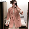 Blazers Women Solid Double Breasted Crimping Cuff Designers Tender Gentle Lady Sweet Loose Leisure Clothing Female