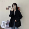 Blazers Women Solid Double Korean Streetwear Outwear All-match Trendy Loose Clothing Tunic Breathable Soft College Leisure