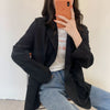 Blazers Women Solid Double Korean Streetwear Outwear All-match Trendy Loose Clothing Tunic Breathable Soft College Leisure