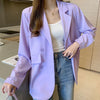 Blazers Women Solid Double Korean Streetwear Outwear All-match Trendy Loose Clothing Tunic Breathable Soft College Leisure