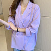 Blazers Women Solid Double Korean Streetwear Outwear All-match Trendy Loose Clothing Tunic Breathable Soft College Leisure