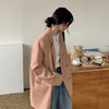 Blazers Women Solid Korean Style Design Classic Double Breasted Notched Casual Loose Daily Students Streetwear Cozy