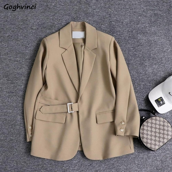 Blazers Women Solid Outwear Office Ladies All-match Casual Autumn Korean Style Elegant Loose Mujer Simple Popular