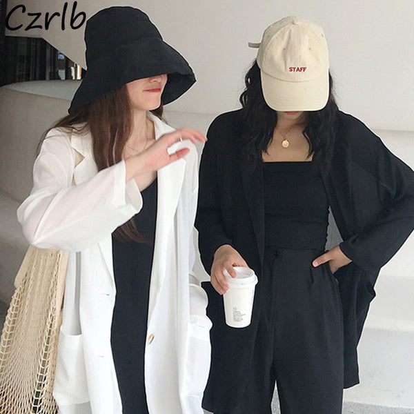 Blazers Women Solid Pockets Loose Thin Basic All-match Casual Chic Gentle Street Wear Breathable Sun-proof Korean Style Retro