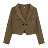 Blazers Women Solid Simple Chic Autumn Outwear Basic Notched Femme Crops Fit Double Breasted Ulzzang Daily Elegant Mujer