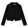 Blazers Women Solid Simple Chic Autumn Outwear Basic Notched Femme Crops Fit Double Breasted Ulzzang Daily Elegant Mujer