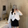 Blazers Women Solid Simple Chic Autumn Outwear Basic Notched Femme Crops Fit Double Breasted Ulzzang Daily Elegant Mujer