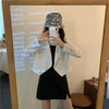 Blazers Women Solid Simple Chic Autumn Outwear Basic Notched Femme Crops Fit Double Breasted Ulzzang Daily Elegant Mujer