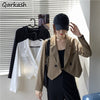 Blazers Women Solid Simple Chic Autumn Outwear Basic Notched Femme Crops Fit Double Breasted Ulzzang Daily Elegant Mujer