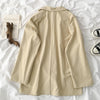 Blazers Women Solid Single Button Long Sleeve Autumn Notched Retro Stylish All-match Daily Baggy Casual Simple Temperament Chic