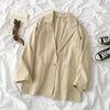 Blazers Women Solid Single Button Long Sleeve Autumn Notched Retro Stylish All-match Daily Baggy Casual Simple Temperament Chic