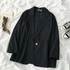 Blazers Women Solid Single Button Long Sleeve Autumn Notched Retro Stylish All-match Daily Baggy Casual Simple Temperament Chic