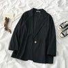 Blazers Women Solid Single Button Long Sleeve Autumn Notched Retro Stylish All-match Daily Baggy Casual Simple Temperament Chic
