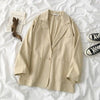 Blazers Women Solid Single Button Long Sleeve Autumn Notched Retro Stylish All-match Daily Baggy Casual Simple Temperament Chic