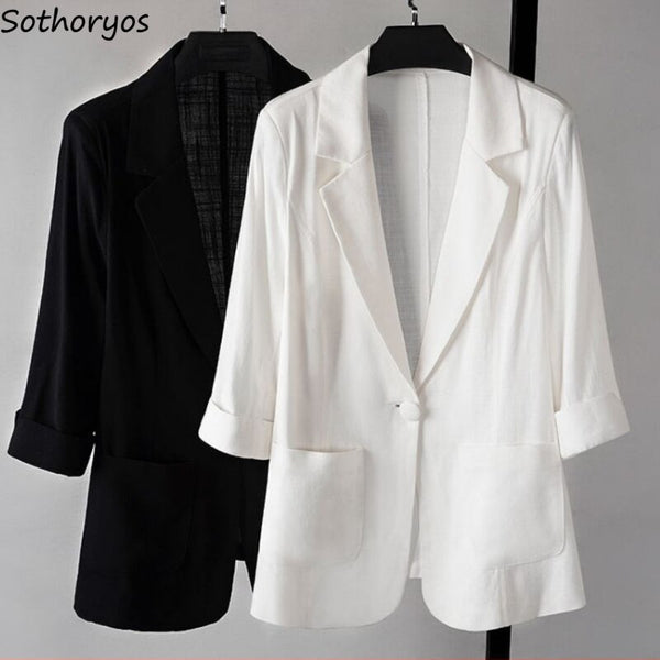 Blazers Women Solid Slim Thin Plus Size M-5XL Korean Style Office Lady Elegant Blazer Shrug Breathable Notched Trendy Casual
