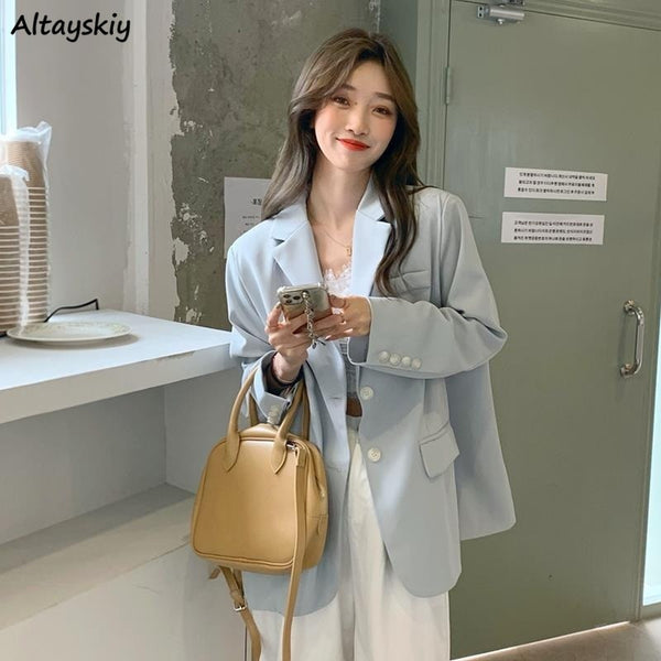 Blazers Women Solid Spring Cool Trendy Elegant Design Gentle Casual Cozy All-match Korean Style College Young Ladies