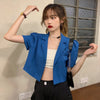 Blazers Women Solid Thin Summer Crop Cool Sexy Streetwear College Ulzzang Design Basic All-match Mujer De Moda Casual
