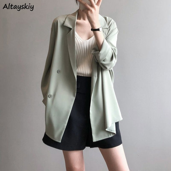Blazers Women Solid Thin Summer Sun-proof Casual Loose Cool Chic Retro Harajuku Streetwear All-match Daily Female Gentle Youth