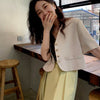 Blazers Women Solid V-Neck Summer Cropped Ladies Clothes Chic Baggy Sweet Girls Ulzzang Basic Teens Classic New