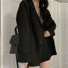 Blazers Women Spring Autumn Clothing Simple Chic Pure Single Breasted Outwear Office Lady Korean Style Black College Notched