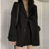 Blazers Women Spring Autumn Clothing Simple Chic Pure Single Breasted Outwear Office Lady Korean Style Black College Notched
