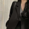 Blazers Women Spring Autumn Clothing Simple Chic Pure Single Breasted Outwear Office Lady Korean Style Black College Notched