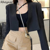 Blazers Women Spring Daily Elegant Streetwear Vintage Female Cool Simple Solid Korean Style Leisure Soft Fit All-match Chic