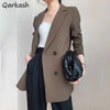 Blazers Women Spring Elegant Office Lady Minimalist Retro Double Breasted Temperament Femme Classic Popular Outwear Chic Soft