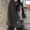 Blazers Women Spring Design Ins Korean Style Y2K Dark Graffiti Loose Black Street BF Youth Casual Daily Stylish Chic