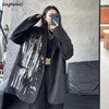 Blazers Women Spring Design Ins Korean Style Y2K Dark Graffiti Loose Black Street BF Youth Casual Daily Stylish Chic