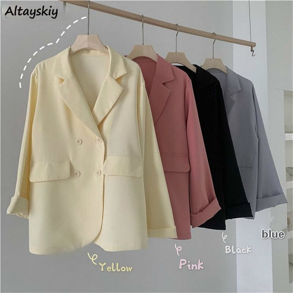 Blazers Women Spring Temperament Pure Aesthetic Popular All-match Elegant Mujer Clothes Office Lady Simple Design Teens