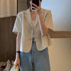 Blazers Women Summer Design Korean Style Loose All-match Office Lady Streetwear Casual Elegant Short Sleeve Temperament
