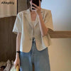 Blazers Women Summer Design Korean Style Loose All-match Office Lady Streetwear Casual Elegant Short Sleeve Temperament