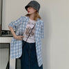 Blazers Women Summer Korean Style Baggy All-match Single Breasted Plaid Short Sleeve Outwear Casual Bf Friends Sweet Ins