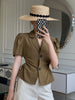 Blazers Women Summer Korean Style Causal Slim Solid Cropped Hollow Out Simple All-match Vintage Female Puff Sleeve